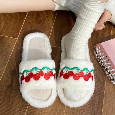 Fashion Female Shoes On Sale 2024 Winter New Korean Fashion Women's Furry Slippers Lightweight and Comfortable Indoor Cotton Slipper