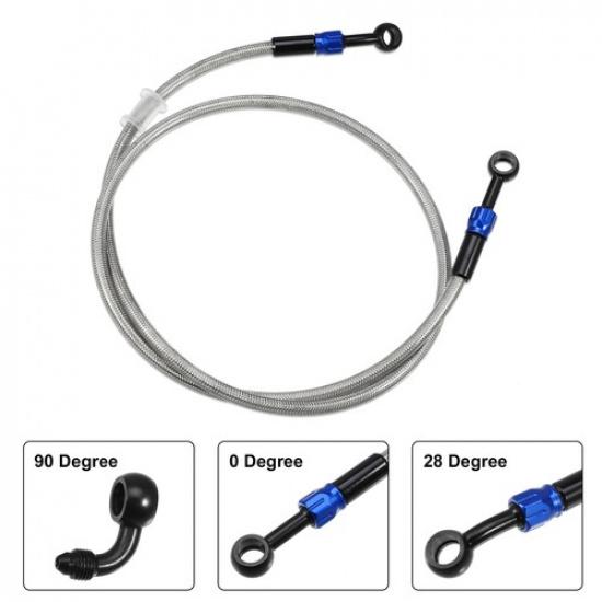 Single AN3 28 90 Degree M10 Motorcycle Hydraulic Brake Line Hose 110cm Universal