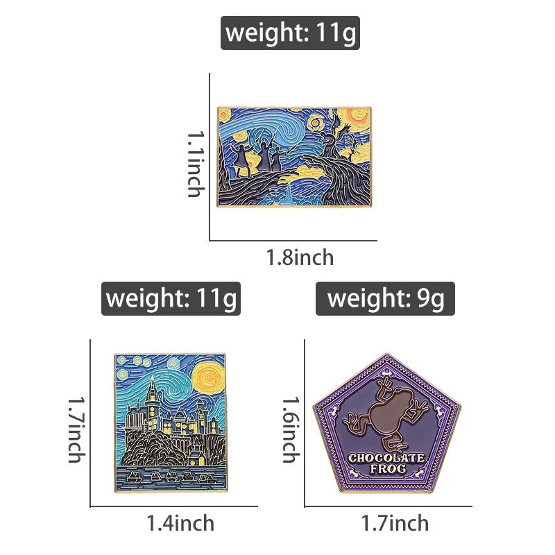 Starry Night Magic School Enamel Pins Custom Witch Wizard Castle Brooches Lapel Badges Punk Jewelry Gift for Fans Friends
