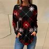 Tee Shirts For Women Casual Round Neck Long Sleeve Shirts Christmas Printing Top Pullover