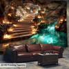 VIKAMA Mysterious Cave Waterfall Tapestry Fantasy Wall Hanging Decoration Living Room Bedroom Meditation Space Decoration