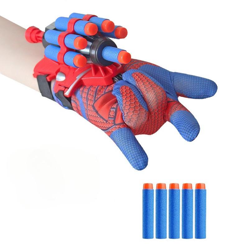 Spider Web Shooter Toy Gun with Gloves for Kids Superhero Role Play Toy with Suction Cups and Ropes for Boys Age 7-14