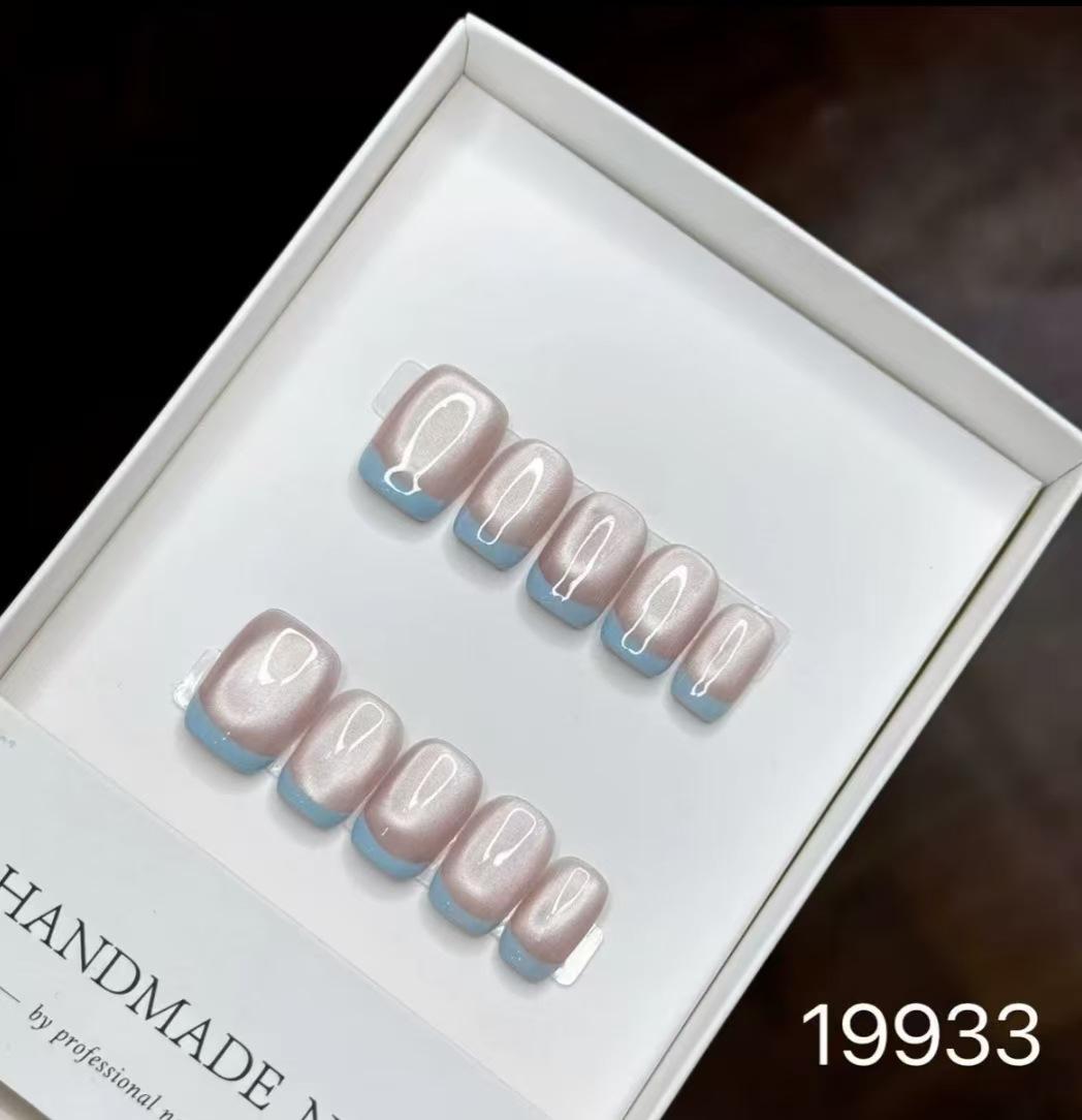 Short Solid Color Cat Eye Detachable Handmade Nail Stickers