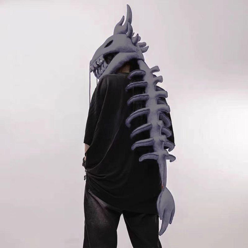 Plush Material Dragon Headpiece Exoskeleton Spine Tail Plush Cosplay Helmet Cosplay Party