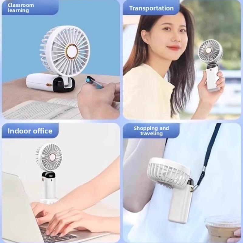Neues Modell Handlicher Mini Faltbarer Elektrischer Ventilator mit Verstellbarem Nackenband und Digitalanzeige. Schlafsaal Nacken-Kleiner Ventilator mit Digitalanzeige.