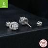 50 Points Shining Moissanite Stud Earrings, High-End Elegant Style S925 Sterling Silver Bright Stud Earrings.