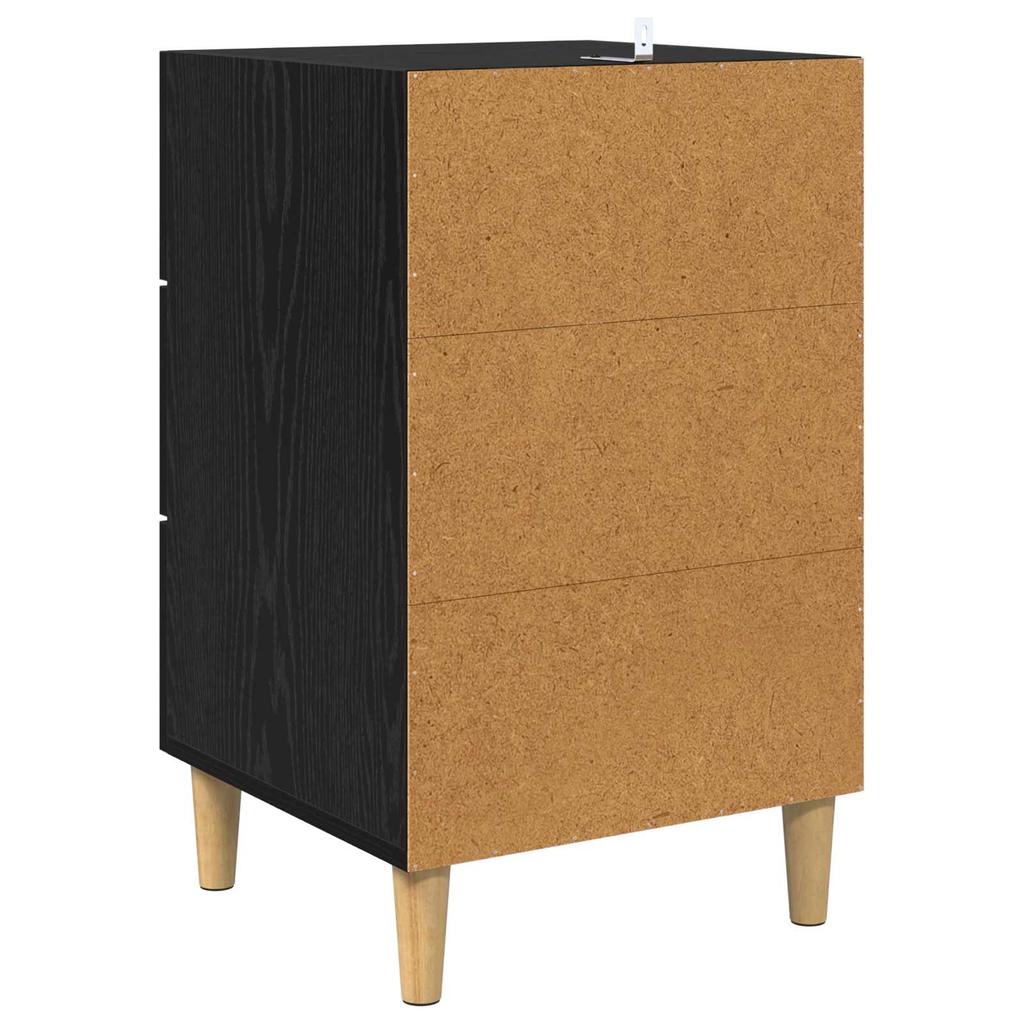 Nightstand Black Oak Effect 40 X 40 X 66 Cm Engineered Wood