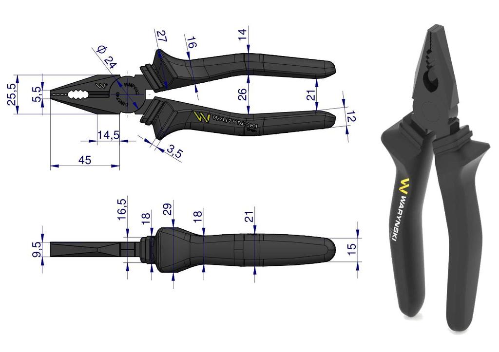 Szczypce Uniwersalne 180 Mm Waryński