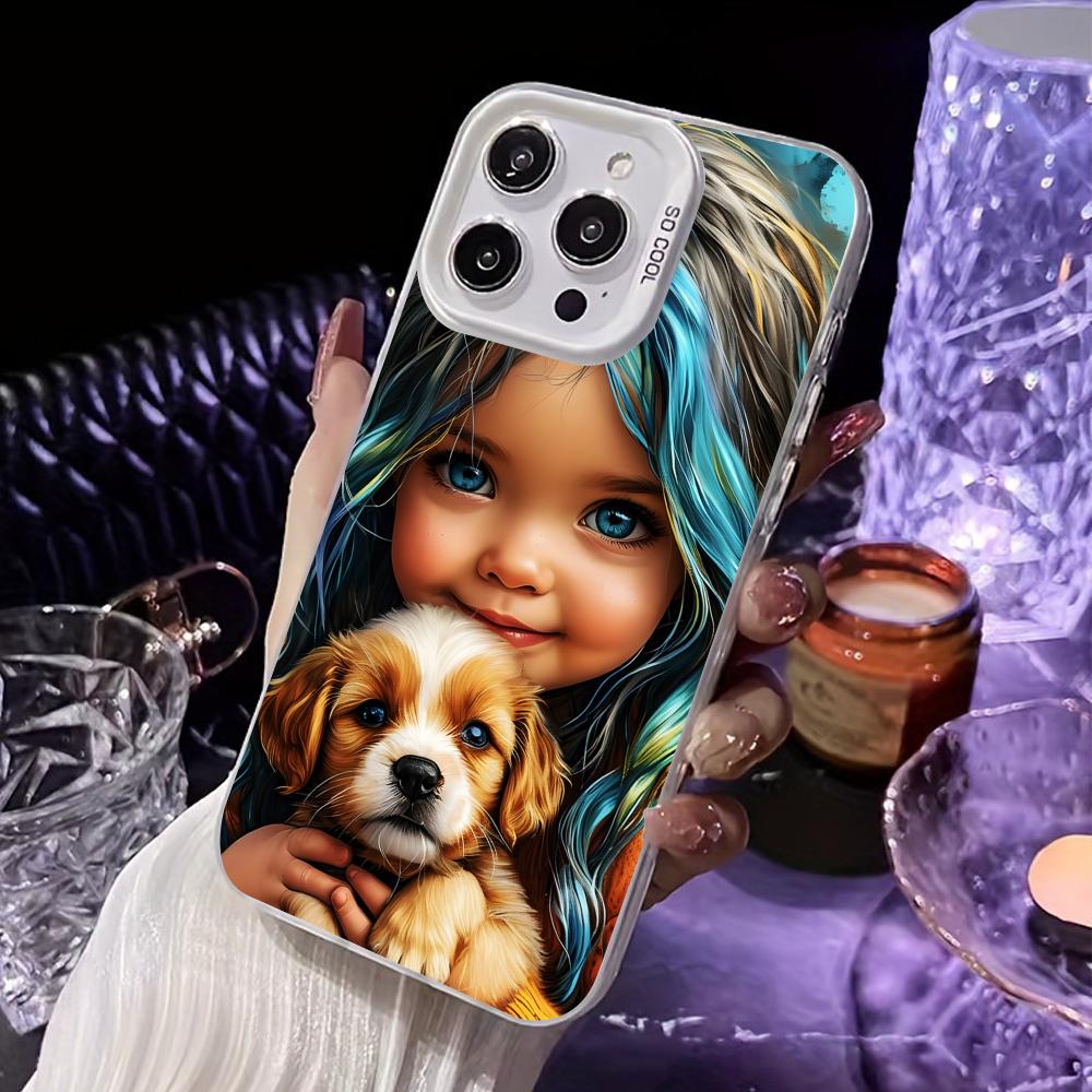 

Girl Dog Puppy White Translucent Mobile Phone Case for iPhone 17 16 15 14 13 12 11 X XR XS Air Pro Max Plus Colorful Cover iPhone 16 Pro