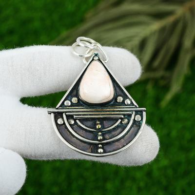 Pendente in Argento Sterling 925 con Pietra Naturale Scolecite Gioielli Indiani Per Ragazze