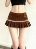 European Retro Slimming Corduroy Lace Pleated Mini Skirt for Women