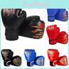 Print Flame Tiger Boxing Gloves For Adult Kids Fight Training Fitness Sports