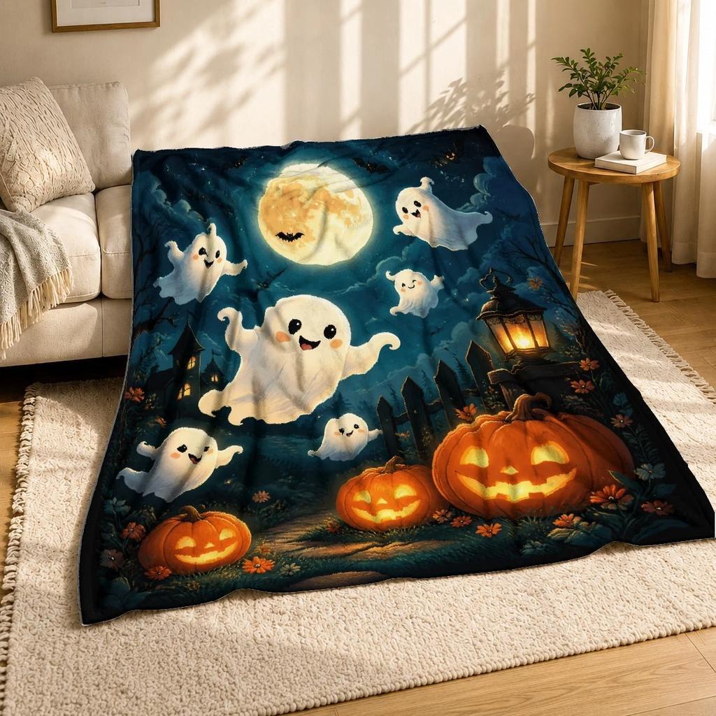 Halloween Ghosts And Pumpkins Decor Coral Fleece Blanket