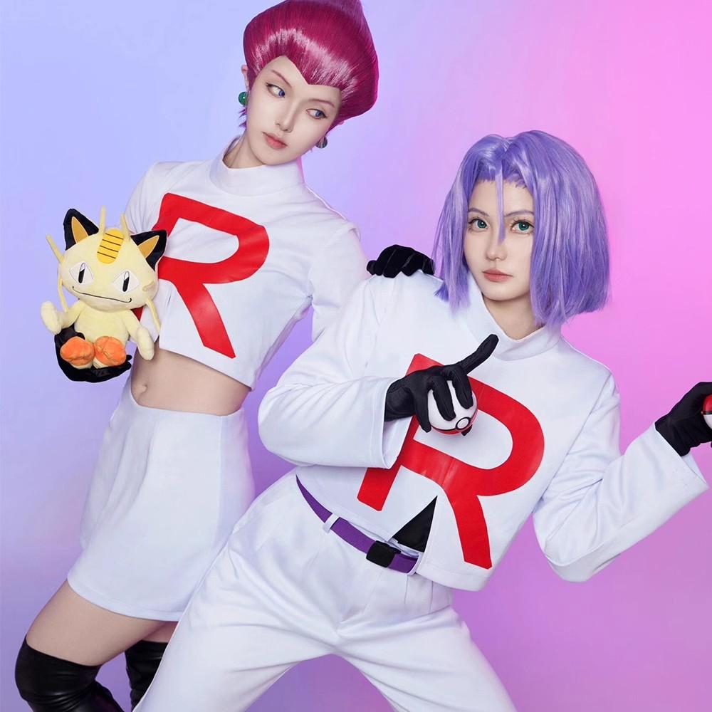 Anime Jessie and James Cosplay Costume Team Rocket Jessie Musashi James Kojirou Halloween Cosplay Costume Full Set Women Men
