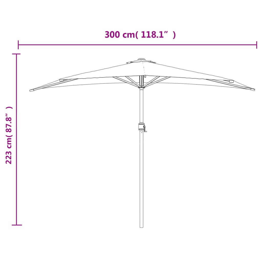 Balcony Sun Umbrella with Aluminum Pole Sand Colored 300 x 155 cm Semi Circular