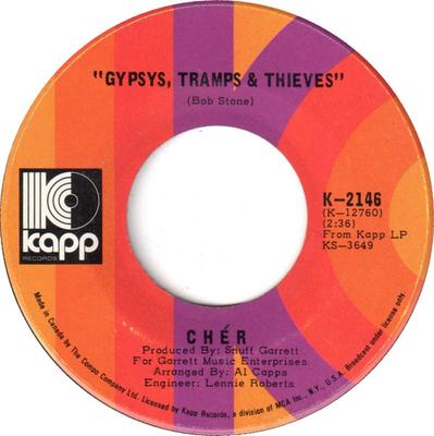 7inch Record CHER - Gypsys, Tramps & Thieves K2146 Kapp Records 1971 US Rock Used
