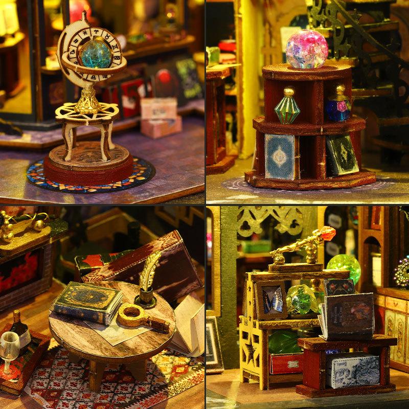 Jiate Maison Miniature DIY Château d'Horreur Modèle à Assembler Fait Main Décoration Villa Soulagement du Stress Cadeau d'Anniversaire pour Hommes Femmes