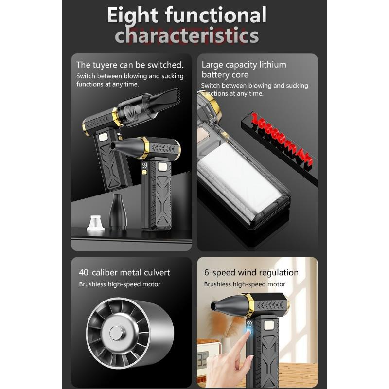 400000RPM Violent Fan Powerful Electric Air Blower Portable Dust Cleaner TypeC Charging 53m/s Brushless 10000mAh Turbo Jet Fan