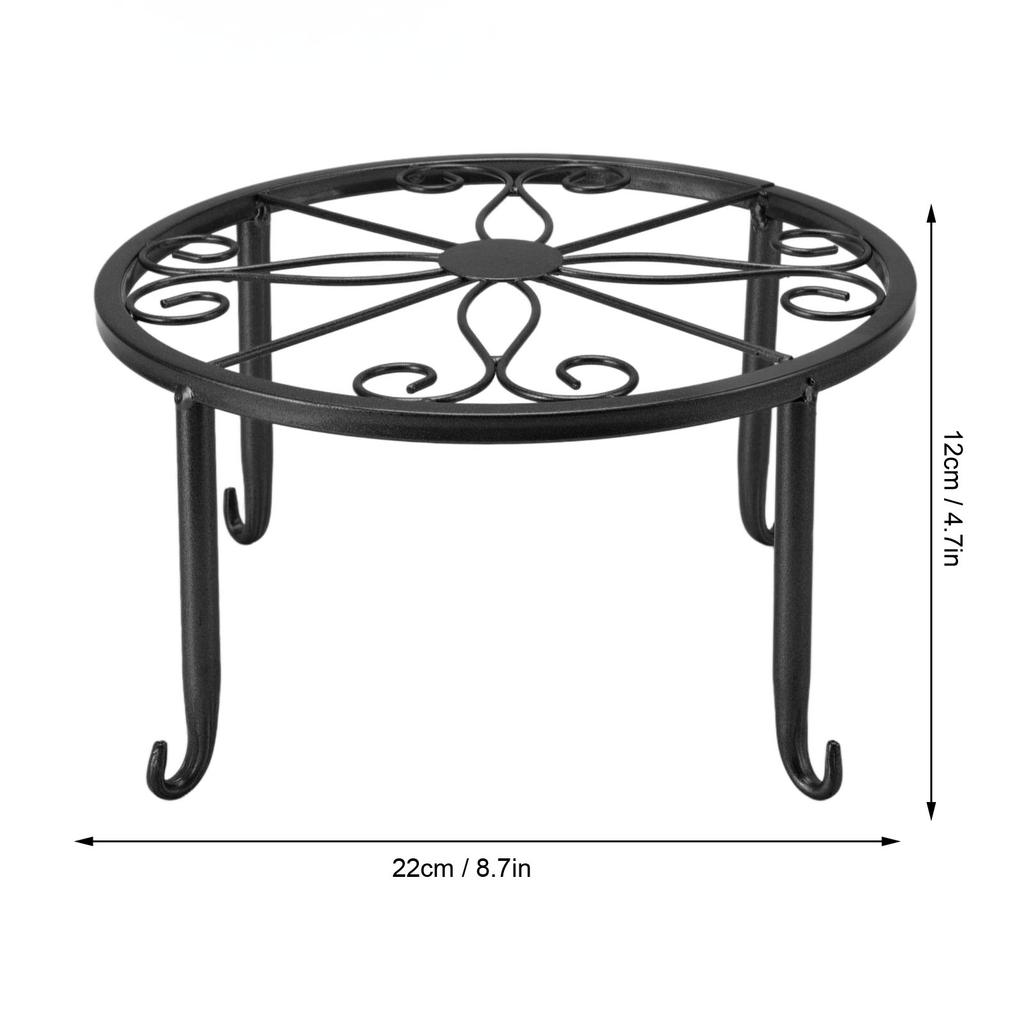 Single Layer Iron Plant Stand Floor Standing Simple Low Plant Pot Stand Balcony Living Room Flower Pot Shelf 22x22x12cm / 8.7x8.7x4.7in Black