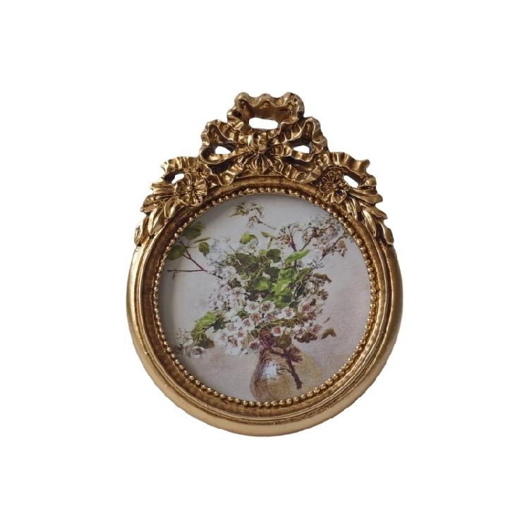Antique Ornate Photo Frame with Florals Relief Retro Picture Frame Wall and Tabletop Display for Home Decors Art Gallery