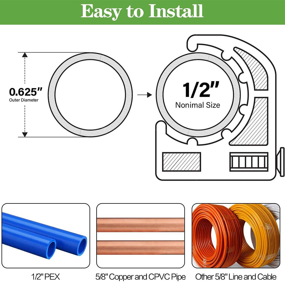50Pcs 1/2" Half Clamps J-Hook With Nails Set For Tubing Connections