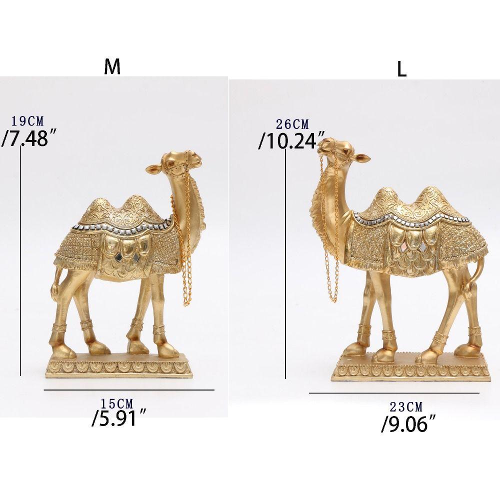 Classic Standing Camels Sculpture Elegant Feng Shui Ornaments Golden Camel Statue  Valentine'S Day