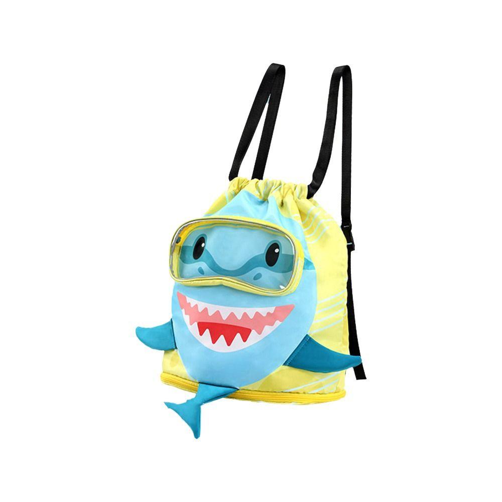 Separation Storage Wet Dry Bag Portable Beach Backpack Shark Drawstring Swimming Bag Children Use