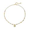Holiday atmosphere natural stone beaded white necklace versatile, niche Alxa stone high color retention titanium steel neck chain