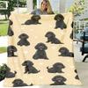 1 Comfortable DogThemed Flannel Blanket Shawl UltraSoft, Light BeigeFriendly with Humorous Black Lion Pattern and Heart Design Perfect for Napping, Tr