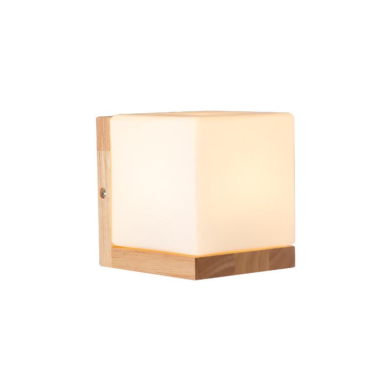 Japanese Style Solid Wood LED Wall Lamp for Indoor Spaces - Bedroom, Living Room, Staircase, Balcony