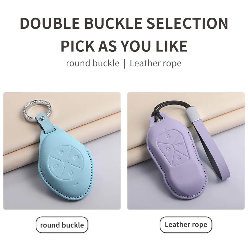 PU Leather Car Key Case Cover Holder Keychain Protective Shell for Xiaopeng Xpeng P5 P7 G3 G6 G9 G3i 2025 2025 Remote Key