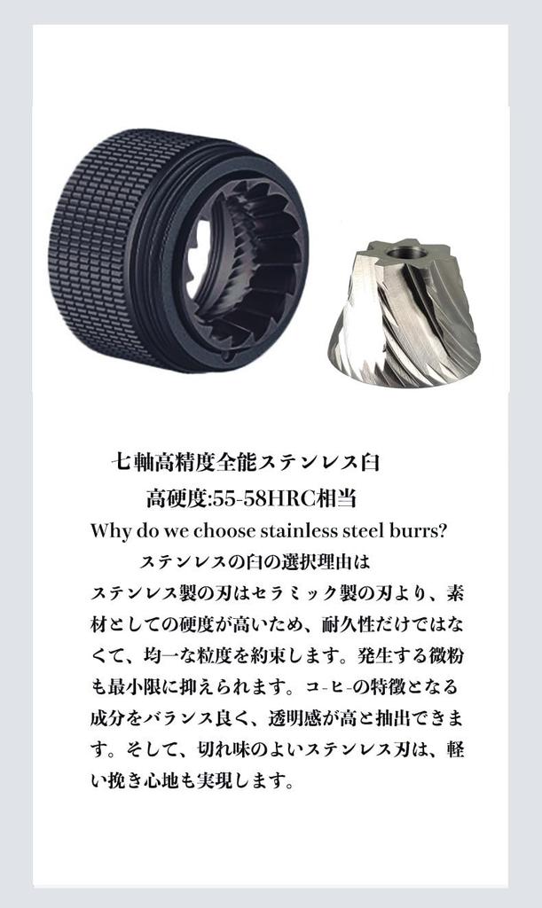 One Bean Hand Grind Coffee Mill MUGEN Easy to Removable Stainless Steel All Metal Coffee Hand Manual Roughness Adjustment Comes with a Convenient