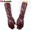 38 CM Long Sheepskin Gloves Women's Fashion Color Leather Finger Gloves With Velvet Lining to Keep Warm in Autumn and Winter