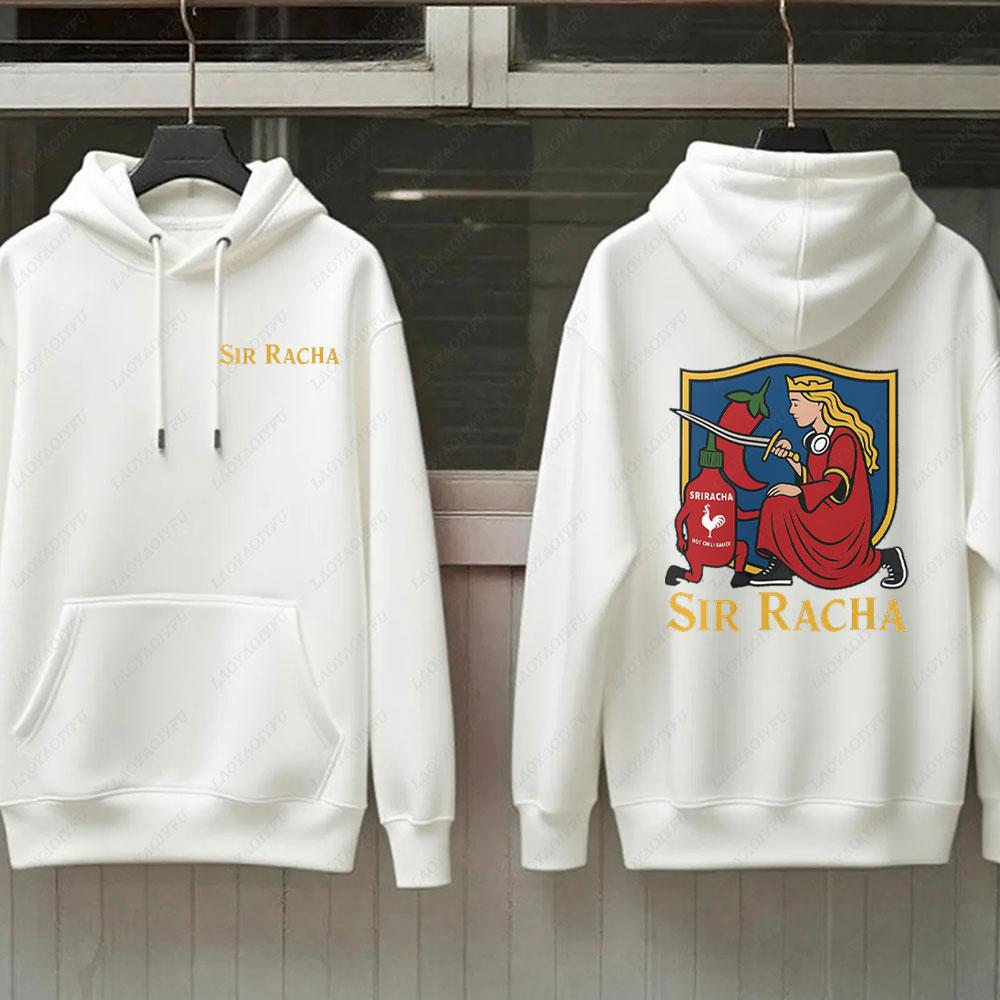 Sir Racha Man Woman 2 SidedHoodies Sri Racha Medieval Art Pullover Sriracha Fan Merch Retro Medieval Graphic Sweatshirt Hoodie