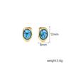 Retro Turquoise Stainless Steel Stud Earrings - Elegant & Unique Design for Women