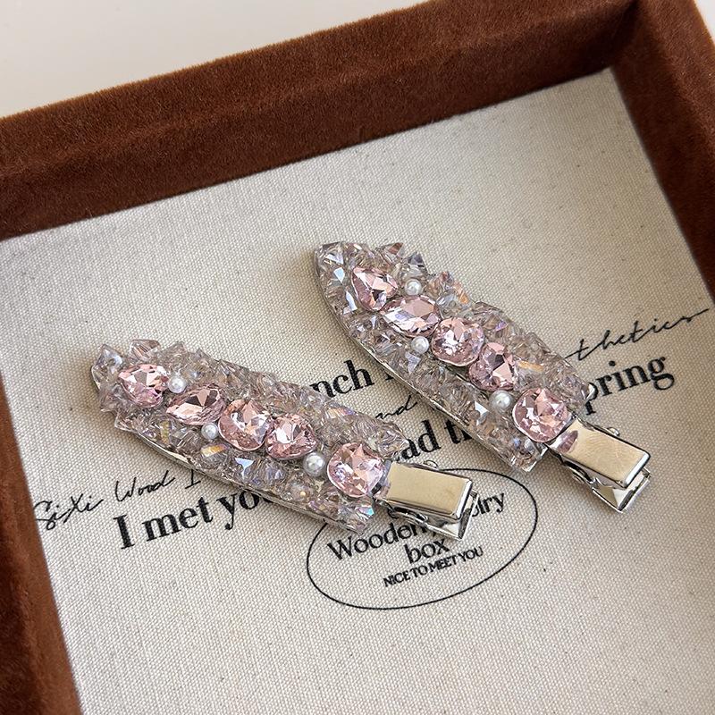 Korean Style Elegant Shiny Rhinestone Seamless Hair Clip Simple Versatile Fashion Side Clip Hair Accessories