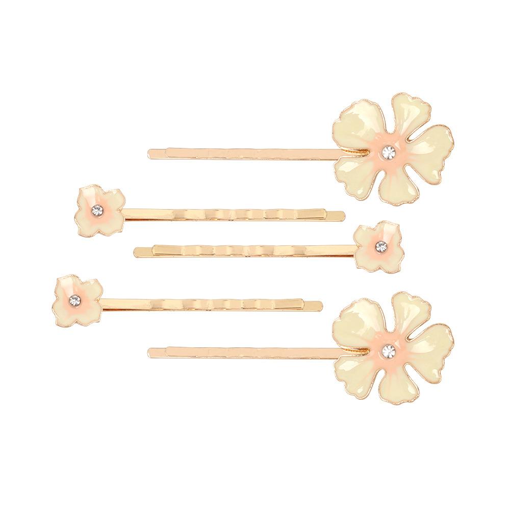 Personalized dripping flower rhinestone one-word hairpin ins wind niche fashion design hair accessories K9
