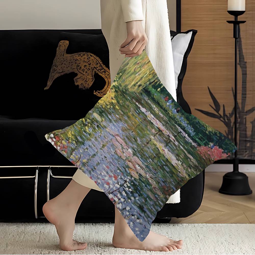 Monet Abstract Landscape Art Canvas Prints Painting Wall Art Monet Pillow Cushion Cover Pillowcase Living Room Sofa Home Decor