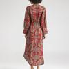Dames Losse Comfortabele Modieuze Casual Bloemenprint Lange Mouwen Lange Jurk V-hals Jurk