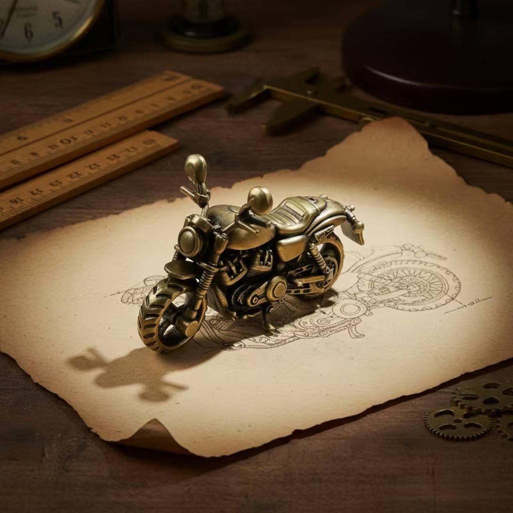 Motorcycle Figurine Metal Motorcycle Model Miniature Antique-Style Sculpture Mechanical for Collectors, Desk, Shelf