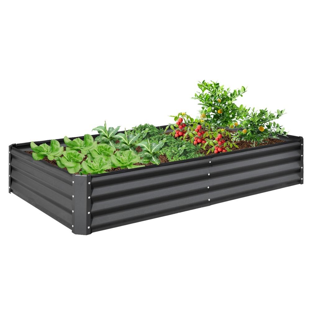 

US STOCK Land Guard 8x4x1ft Galvanized Planter Raised Garden Boxes Outdoor Metal Raised Garden Beds For Vegetables сірий колір