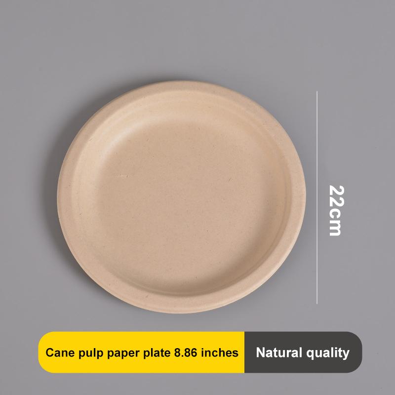 50pcs Disposable Thickened Round Paper Plate Biodegradable Household Dinner Plates Waterproof Oil Proof Eco Friendly Paper Tray