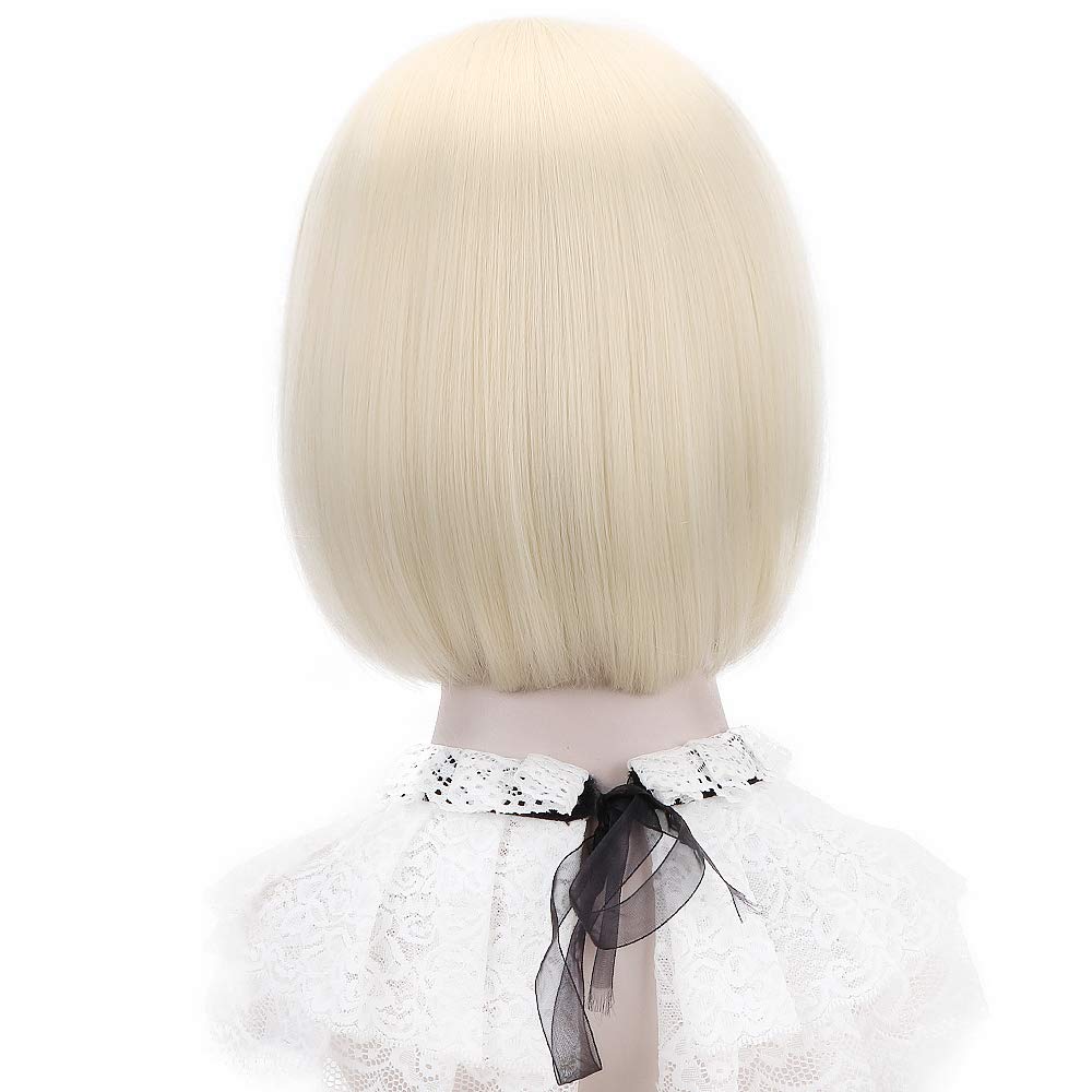 Wig Bob Short Full Wig Small Face Wig with Net Heat Resistant Colorful 17 Colors Available Women's (Beige)