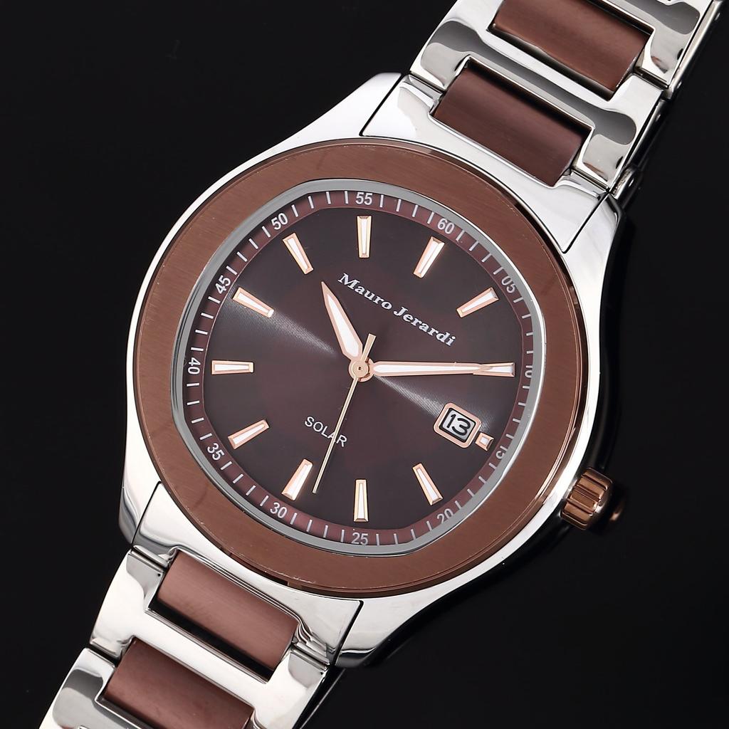 Montre solaire date argent [Mauro Gerardi] 3 aiguilles MJ053-4 pour homme