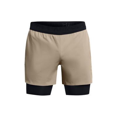 UA Vanish Elite Logo Print Two-In-One Drawstring Mid-Rise Casual Shorts Men Shorts Brown 1378604-203