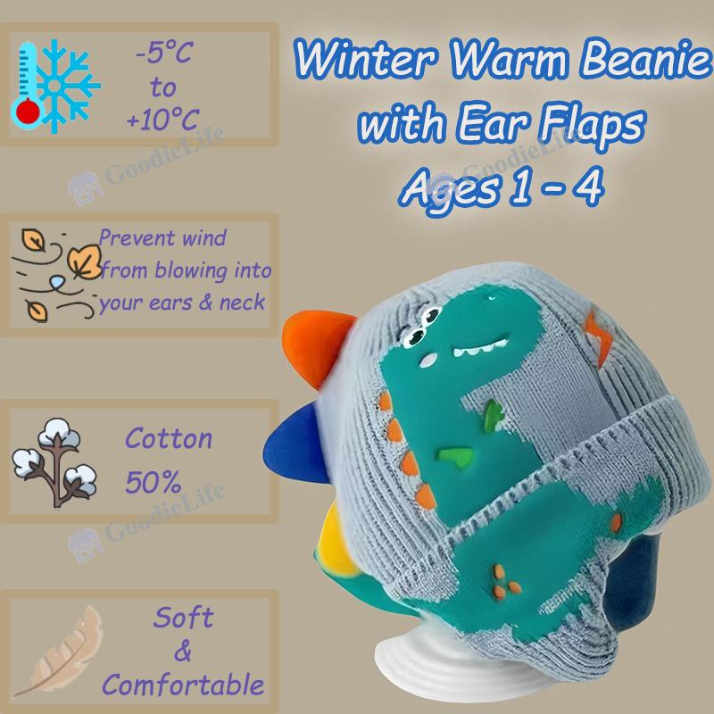 Baby Winter Hat Knitted Beanie with Ear Flaps Warm Windproof Stocking Cap for Newborn Infant Boys & Girls Korean Style Cute Kids Cap