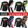 Set completo abbigliamento motocross per bambini Kit Maglia Pantaloni Youth bambino verde Moto nero 3 4 5 6 7 8 9 10 anni Tuta fuoristrada blu arancio Enduro cross ragazzo ragazza