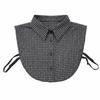 Check Pattern Detachable Faux Collar Shirt Collar Insert for Sweatshirt Layering with Pointed Collar and Front Style