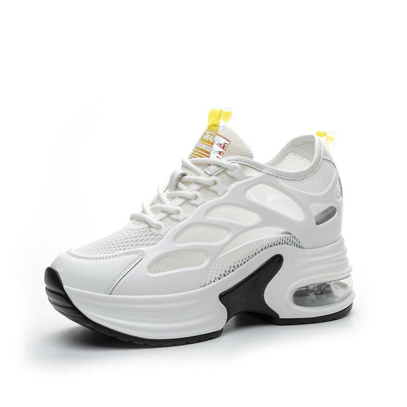 

8 см Синтетическая сетка Натуральная кожа Скрытый каблук Женские сандалии Вулканизированная платформа Клин Летние Весенние Массивные кроссовки Досуг 39 жёлтый