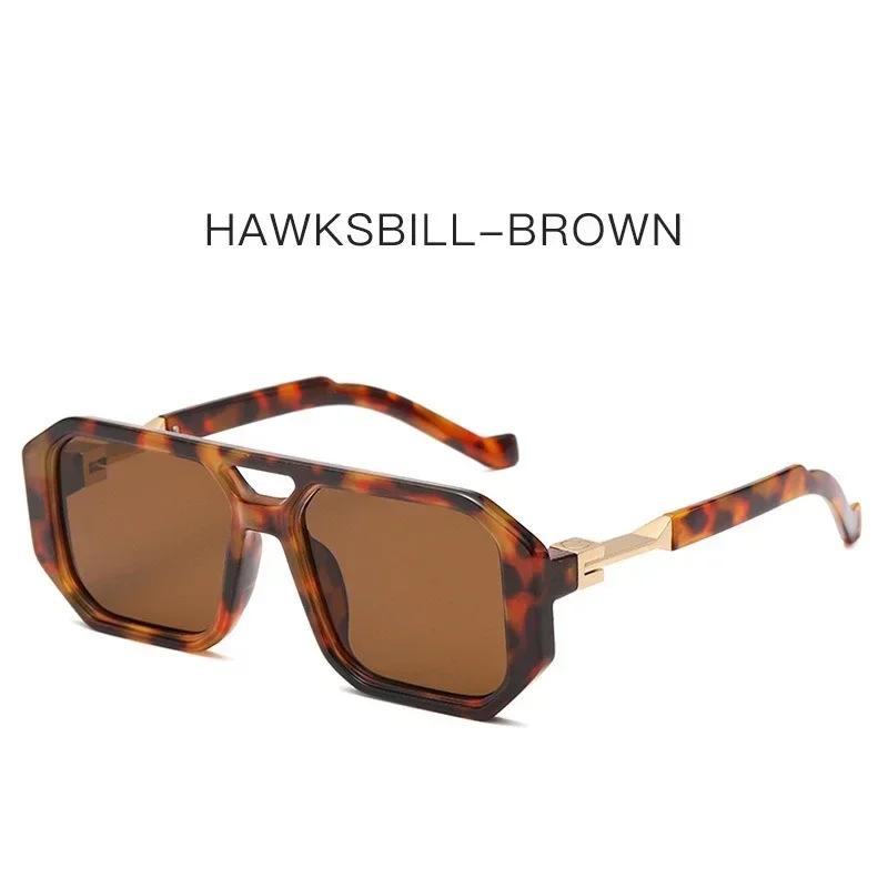 New European and American Fashion Sunscreen and UV Resistant Square Sunglasses UV400 Minimalist Double Bridge Pilot Spectacles